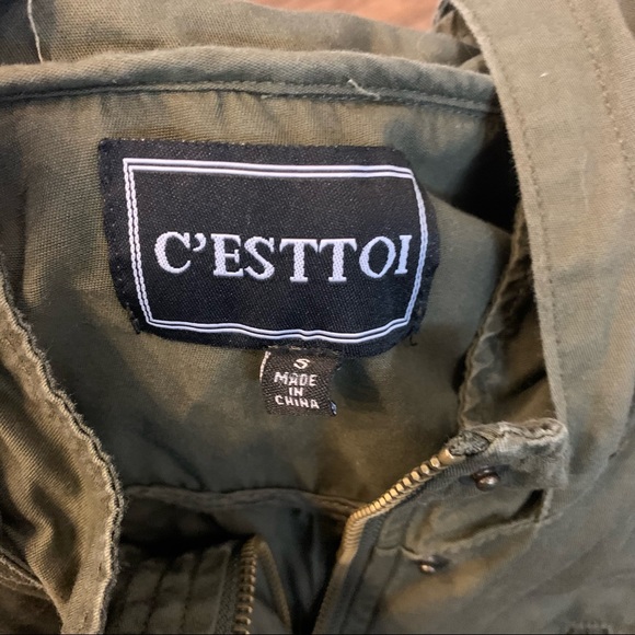 Utility Vest Zip Jacket w/ Hood Army Green SMALL 1763 - Picture 10 of 11